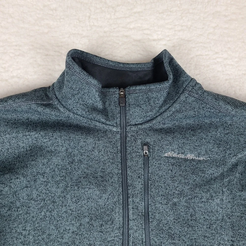 Eddie Bauer Fleece Sweater Mens 2XL XXL Teal Blue‎ Quarter Zip Sweatshirt